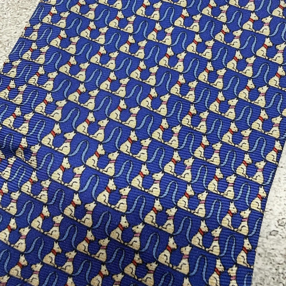 Jos. A. Bank Silk Tie Mens One Size Blue‎ Animal Print Dogs AOP Necktie 3.5